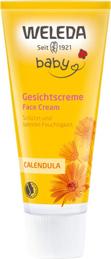 WELEDA Crème Visage Bio Bébé Calendula - Hydratant cosmétique naturel à l'huile d'amande et à la cire d'abeille pour les soins de la peau sèche. Crème de soin visage naturelle pour bébés et enfants (1x 50ml) Enfants - Bains et Soin Naty Shop