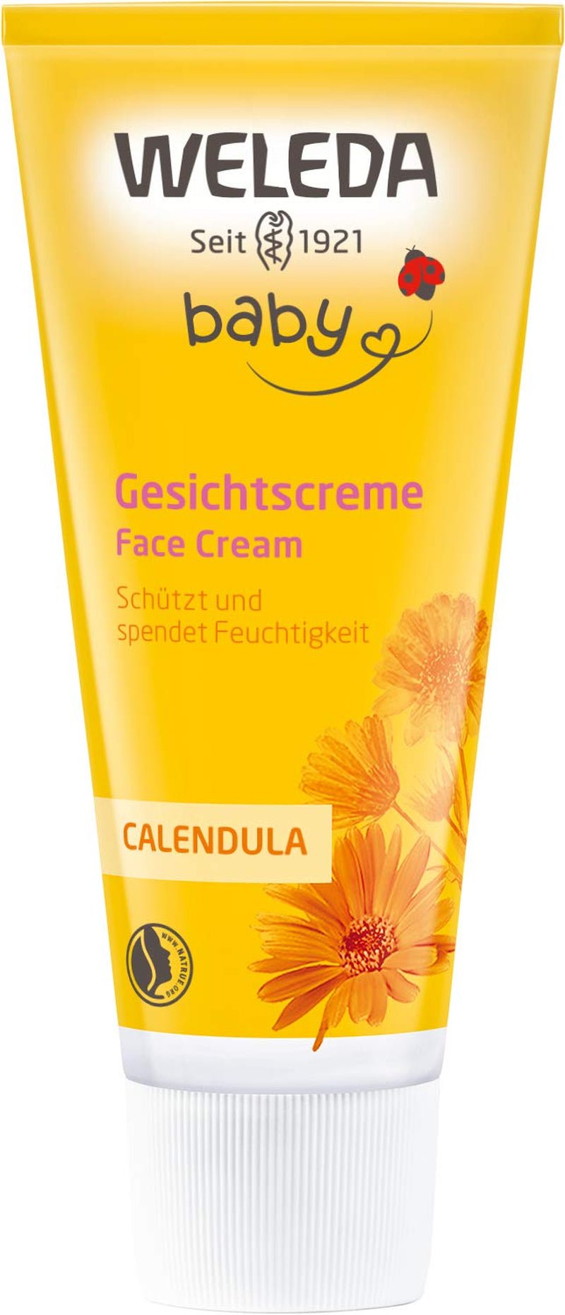 WELEDA Crème Visage Bio Bébé Calendula - Hydratant cosmétique naturel à l'huile d'amande et à la cire d'abeille pour les soins de la peau sèche. Crème de soin visage naturelle pour bébés et enfants (1x 50ml) Enfants - Bains et Soin Naty Shop