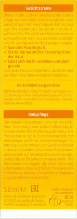 WELEDA Crème Visage Bio Bébé Calendula - Hydratant cosmétique naturel à l'huile d'amande et à la cire d'abeille pour les soins de la peau sèche. Crème de soin visage naturelle pour bébés et enfants (1x 50ml) Enfants - Bains et Soin Naty Shop