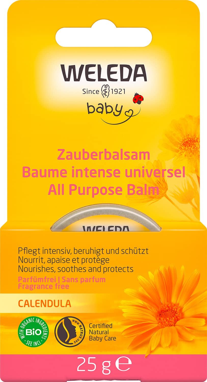WELEDA Baume Magique Bébé Calendula Bio - Baume universel de cosmétique naturelle visage et corps pour soigner et apaiser la peau et les lèvres sèches. Baume riche universel pour bébés et enfants (1x 25g) Enfants - Bain et Soin Naty Shop