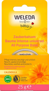 WELEDA Baume Magique Bébé Calendula Bio - Baume universel de cosmétique naturelle visage et corps pour soigner et apaiser la peau et les lèvres sèches. Baume riche universel pour bébés et enfants (1x 25g) Enfants - Bain et Soin Naty Shop