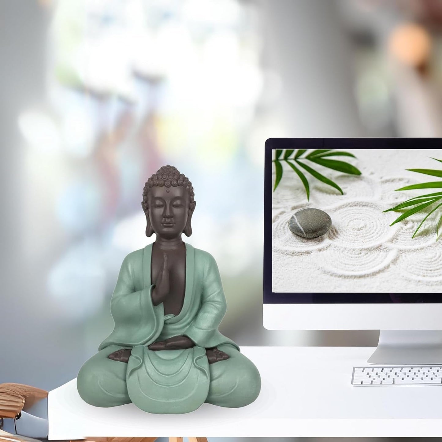 Zen Arôme SBM5 Statue Zen Bodhi, vert/marron, hauteur 20 cm Statuettes et sculptures Naty Shop