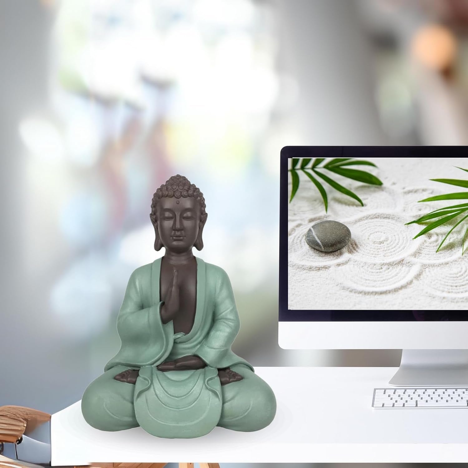 Zen Arôme SBM5 Statue Zen Bodhi, vert/marron, hauteur 20 cm Statuettes et sculptures Naty Shop